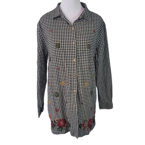 Bobbie Brooks Tops - Bobbie Brooks Size L Women's Gingham Fall Leave Long Sleeve Button Up Top